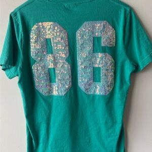 VS Pink Green Mermaid Bling Iridescent 86 Tee M
